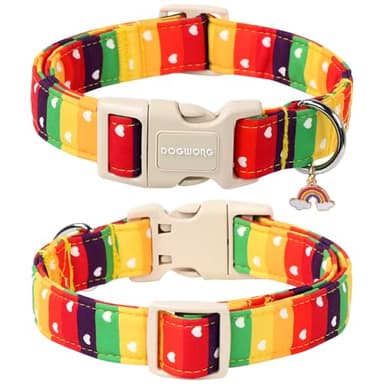 DOGWONG LGBT Dog Collar, Rainbow LGBTQ Dog Collars, Adjustable Cute Pride LGBT Pet Collars Design Quick Release Buckle Dogs Necklace for Small Medium Large Dogs - Image 2