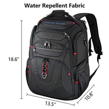 KROSER TSA Friendly Travel Laptop Backpack 17.3 inch XL Computer Backpack Water-Repellent College Daypack Business Backpack with RFID Pockets & USB Port for Men/Women-Black - Image 2