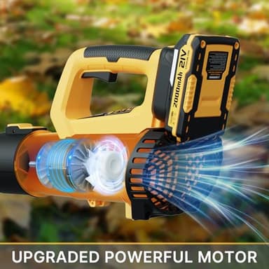 LEAPUL Leaf Blower, 21V Electric Cordless Leaf Blower, 2 X 2.0Ah Batteries and Charger Included, Lightweight Leaf Blower for Patio Cleaning, Lawn Care, Blowing Leaves and Dust, etc. LP69, Yellow - Image 3