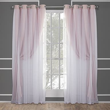 TOWN & COUNTRY LUXE Talia Double Layer Indoor Curtains, Sheer and Room Darkening Blackout, Grommet Top, Energy Efficient, 2-Pack Set, 52"W x 84"L (Pack of 2), Rose Blush 2 Count - Image 2