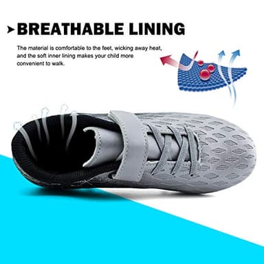 brooman Kids Firm Ground Soccer Cleats Boys Girls Athletic Outdoor Football Shoes(12,Silver) - Image 5
