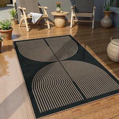 Lahome Modern Rainbow Easy Jute Outdoor Patio Rug, 3x5 Black Washable Rugs for Entryway Office Farmhouse Classroom Carpet, Contemporary Non Slip Front Door Mat for Porch Guestroom Room Decor - Image 6