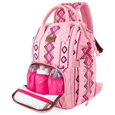 Wrangler Diaper Bag Backpack Aztec Travel Backpack Purses Western Multi-Function Baby Bags for Mom with Waterproof Insulated Pockets - Image 3