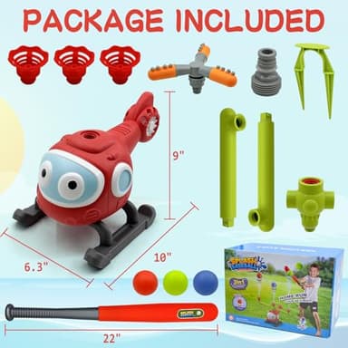 4 in 1 Water Sprinklers T Ball Set for Kids and Toddlers, Baseball Sprinkler for Backyard Helicopter Toy Outdoor Game, Attaches to Garden Hose Summer Yard Pool Water Toy - Image 6