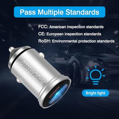 USB C Car Charger Adapter Fast Charging 38W (PD18W/QC20W) Dual Port Cigarette Lighter Compatible with iPhone Series; iPad; Samsung Series (sliver) - Image 5