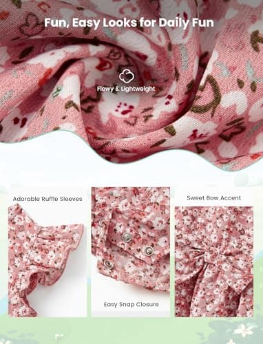 PATPAT Family Matching Outfits - Mommy and Me Dresses Matching Set Casual Boho Dusty Ruffle Sleeve Romper Dress for Newborn Pink Floral for Baby Girl 3-6 Month - Image 5