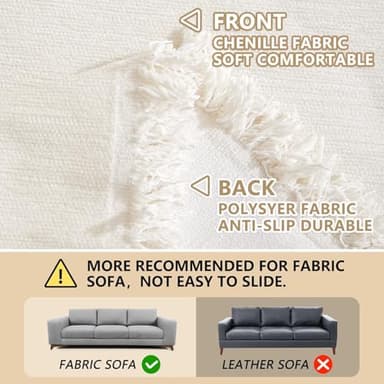 MEETSKY Couch Cover Sofa Covers Couch Covers for 3 Cushion Couch Sofa Pet Friendly, L Shaped Sectional Sofa Covers Washable Simply Put Sofa Throw Cover for Dogs, 91" x 134", Beige - Image 4