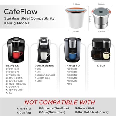 Noalto Reusable K Cups and Coffee Pods,Universal stainless steel k Cups for Keurig 2.0 and 1.0 Coffee Makers machine(2pack) - Image 2