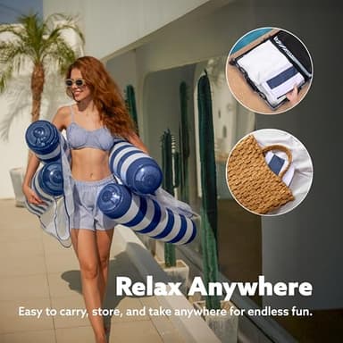 SLOOSH Strip Type Hammock Pool Floats Adults, 4-in-1 Multi-Purpose Inflatable Pool Floaties PVC Water Hammock Lounge (Strip- Navyblue) - Image 6