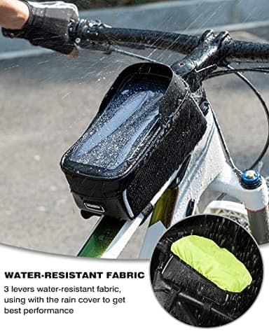 ROCK BROS Bike/Bicycle Phone Front Frame Bag, Waterproof, Tube Bag,Cycling Pouch, Bike Accessories for Men Compatible Phone Under 7” - Image 4