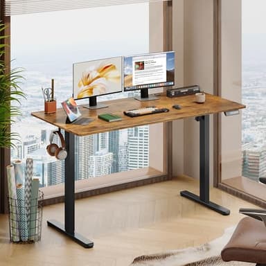 DEVAISE 55 x 28 Inches Electric Standing Desk, Adjustable Height Stand up Desk, 28" Deeper Desktop Sit to Stand Desk with 3 Memory Preset, Adjustable Computer Desk for Home Office (Rustic Brown) - Image 2