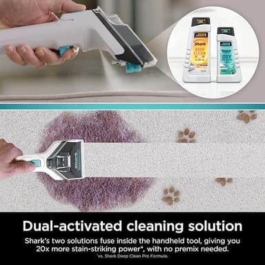 Shark CarpetXpert with StainStriker Upright Carpet, Area Rug & Upholstery Cleaner with Pet Mess Extractor Tool, Perfect for Pets, Carpet Shampooer, 3 Cleaning Tools, Cleaning Solutions, White, EX201 - Image 4