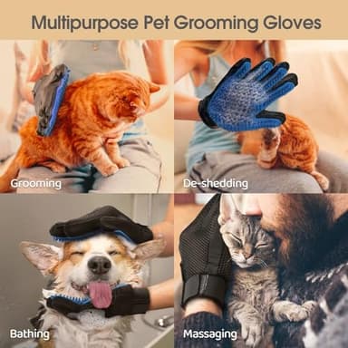 Upgrade Efficient Pet Hair Remover Gloves - Gentle Shedding Brushes for Dogs, Cats & Horses with Long and Short Hair - 1 Pair (Blue) - Image 6