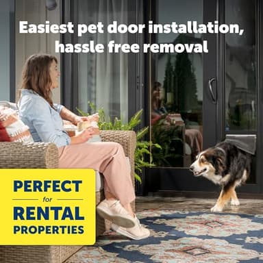 PetSafe 1-Piece Sliding Glass Pet Door for Dogs & Cats - Adjustable Height 75 7/8" to 81"- Medium, Black, No-Cut DIY Install, Aluminum Patio Panel Insert, Great for Renters or Seasonal Installation - Image 2
