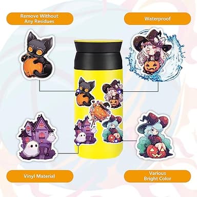 100PCS Non Repeating Halloween Children's Cartoon Pumpkin Themed Stickers Party Favors Vinyl Waterproof Holiday Party, Halloween Children's Cartoon Party Stickers Decoration - Image 3