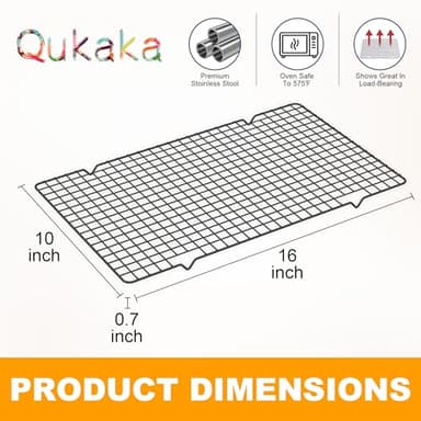 2PCS Cooling Racks for Cooking and Baking - 10" x 16"Heavy Duty Stainless Steel Wire Rack for Baking, Grilling, Roasting - Oven & Dishwasher Safe - Fits Half Sheet Pan(Black) - Image 2