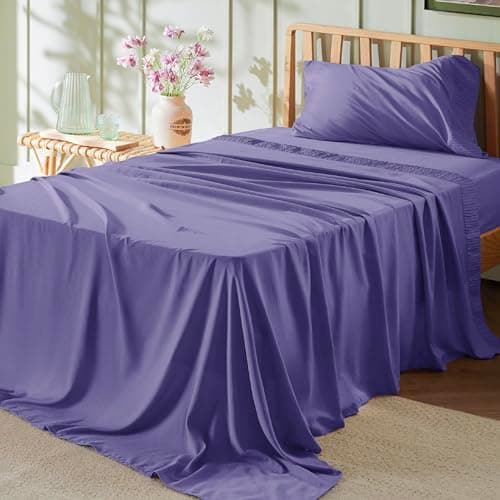 Bedsure Twin Sheets Set - 3 Pieces Soft Twin Bed Sheets - Breathable & Cooling - Hotel Luxury - Easy Care Polyester Microfiber Bedding for Women, Men, Iolite - Image 1