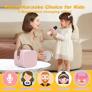 MEGUO Mini Karaoke Machine,Funny Toys Christmas Birthday Gifts for Kids Age 4-12 Girls,Boys,Adults, Karaoke Microphone Toys for 4,5,6,7,8,9,10,11,12+ Year Old Girls Boys (Pink 1 Mic) - Image 2