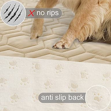 Tcksstex Waterproof and Non-Slip Dog Bed Cover and Pet Blanket Sofa Pet Bed Mat ,car Incontinence Mattress Protectors Furniture Couch Cover for Most Cats Dogs,Pets(82x102-Beige) - Image 3