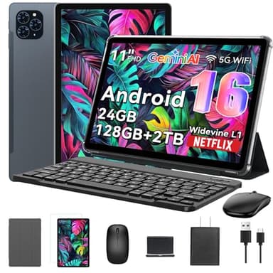 Tablet 2025 World's First Android 16 Tablet with Gemini AI, 11 Inch FHD Display, 24GB RAM 128GB ROM /2TB TF, T7250 CPU+13MP Camera, 8000mAh, Widevine L1, 2 in 1 Tablets with Keyboard Mouse Stylus - Image 1