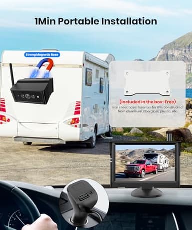 AUTO VOX Wireless Backup Camera Magnetic: 5" Portable No Wiring 1 Min Install Trailer Hitch Camera, 2-Channel HD 1080P Car Monitor & IR Night Vision Back Up Camera Systems for Truck, RV, Camper - Image 2