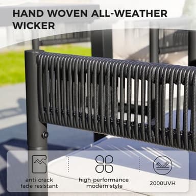 Grand patio Outdoor Dining Chairs Set of 4, 4 Pieces Patio Dining Chairs, Metal Woven Wicker Fixed Patio Chairs with Grey Cushions for Backyard, Deck, Garden, Porch, Lawn and Poolside (Black) - Image 5