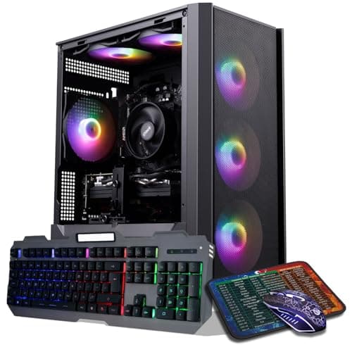 ZER-LON Gaming PC Desktop Computer, AMD Ryzen 5 5500 up to 4.2GHz, Radeon RX 590 8GB, 16G DDR4 RAM, 1TB NVME SSD, WiFi 5.0, Prebuilt Gaming PC Tower Computer with RGB Fan x 6 - Image 1