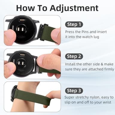 DaQin 3 Pack Nylon Watch Bands Compatible with 16mm 18mm 20mm 22mm Quick Release Watch Band, Adjustable Soft Stretchy Solo Loop Strap Elastic Braided Relacement Wristband for Men Women - Image 5