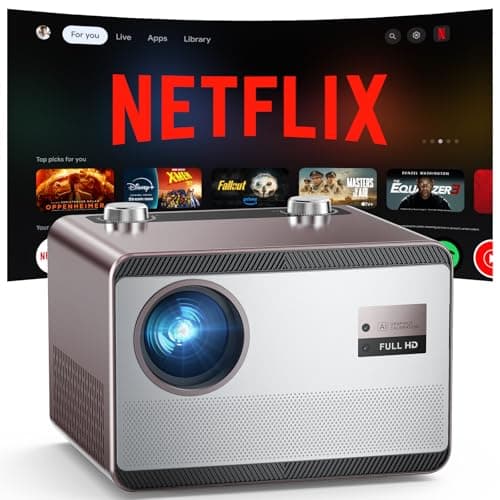 2000 ANSI Netflix Officially Licensed 4K Full HD Outdoor Projector, HAPPRUN Projector with Wifi and Bluetooth, Built-in Apps, Auto Focus, Smart Projector for Movie/Home Theater/Indoor/PS5/PC/Phone - Image 1