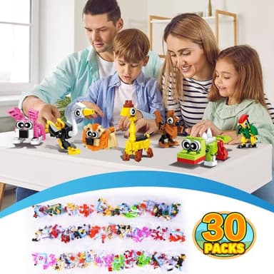 INSOON 30 Pack Party Favors for Kids, 750 PCS Animals Building Block Toy for Goodie Bag Stuffers, Classroom Student Prizes Easter Gift Children's Day Birthday for Kids Boys Girls Ages 6-12+ - Image 3