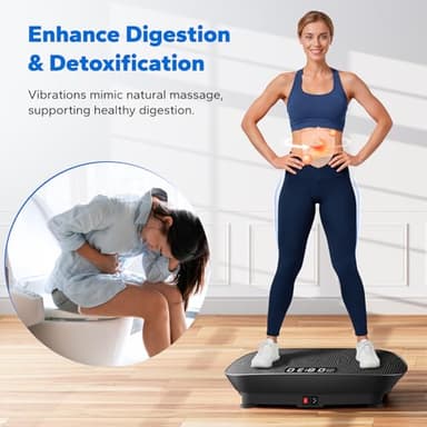 MERACH Vibration Plate Exercise Machine, Slim Vibration Plate for Lymphatic Drainage Weight Loss, Vibrating Plate with Real-Time Calorie Tracking on LED Display, Workout Equipment for Home Women Men - Image 4