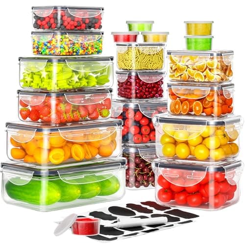 40 PCS Food Storage Containers with Lids Airtight (20 Containers & 20 Lids), Plastic Storage Meal Prep Container-Stackable 100% Leakproof & Microwave Organization and Storage Sets, Lunch Containers - Image 1