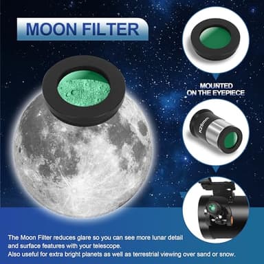 MEEZAA Telescope, 150EQ Reflector Telescope for Adults Astronomy Beginners, Manual Equatorial Professional Telescopes Astronomy with 2X Barlow Lens, Phone Adapter, Adjustable Tripod and Moon Filter - Image 4