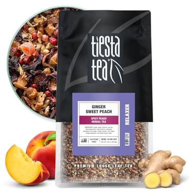 Tiesta Tea - Ginger Sweet Peach, Spicy Peach Herbal Tea, Tranquility Blend, Loose Leaf, Non-Caffeinated Hibiscus & Cane Sugar, Brews Up to 200 Cups, 16oz Bulk Pouch - Image 1