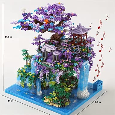 Yushinv Cherry Blossom Tree Building Set with Box 4574Pcs, Original Scene Music Japanese Sakura Tree House(Type :Symphony), Cherry Bonsai Tree Lights Building Kit, Cherry Blossom Building Set. - Image 3
