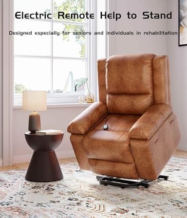 GarveeHome Oversized Wide Power Lift Recliner Chair - Heat and Massage, Faux PU Leather, Adjustable Back and Legs, Electric Lift Chair Designed for The Elderly and People with Mobility impaired - Image 4