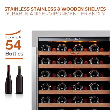 Ca'Lefort 24 Inch Wine Fridge, 54 Bottle Wine Cooler Refrigerator, 40-65°F Wine Refrigerator Glass Door, 3 LED Wine Fridge, Built-in or Freestanding Wine Fridge for Home/Bar/Kitchen (5.65 cu.ft) - Image 2