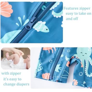 UMELOK Baby Boy Swimwear Infant Bathing Suit Rash Guard Swimwear UPF 50+ Sun Protection Swimsuit Rashguard Sunsuit Blue, Marine animals-12-18M - Image 4