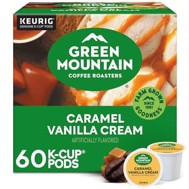 Green Mountain Coffee Roasters Caramel Vanilla Cream, Keurig Single Serve K-Cup Pods, Light Roast Coffee, 60 Count, (6 Packs of 10) - Image 1