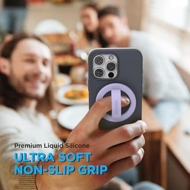 Encased Magnetic Phone Grip Holder (Compatible with MagSafe) Thin Silicone Finger Loop Ring for iPhone (Periwinkle) - Image 6