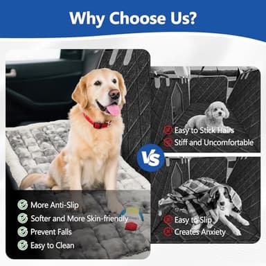 Thickened Dog Bed for Car Back Seat, Upgraded Bottom Non-Slip,Fits Hard Bottom car seat Cover for Dogs, Premium Mixed Color ,Bog Car Seat Cover - Image 4