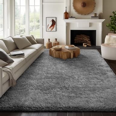 Ophanie 8x10 Area Rugs for Living Room, Upgrade Non-Slip Fluffy Soft Large Shag Bedroom Carpet, Grey Big Indoor Thick Nursery Rug, Gray Carpets for Boy and Girls Room Dorm Home Decor Aesthetic - Image 3
