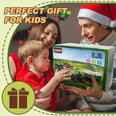 Peagprav Farm Toys Tractor with Trailer-16.5 Inches Tractor Playset 1/24 Scale Gripper Frontloader Spreader for Boys Kids Toddlers Age 3-7 Years Old - Image 5