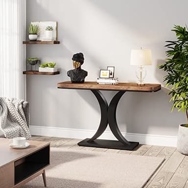 LITTLE TREE Industrial Entryway Console Table, Compact Foyer Hallway Accent Table for Small Space - Image 5