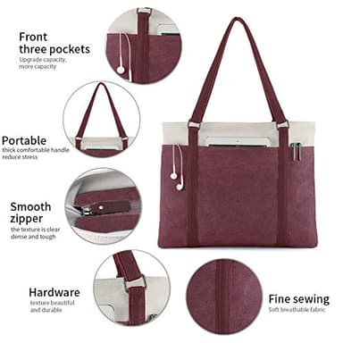 Women's Work Bag with Laptop Compartment Zipper Pockets Teacher Totes Purse - Image 5