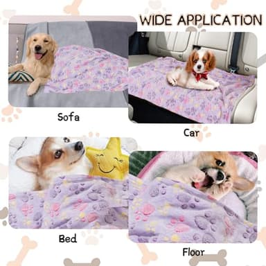 Rezutan Dog Blankets 3 Pack Large Medium Dog Cat Soft Fuzzy Washable Comfort Flannel Fuzzy Soft Pet Blankets, 41 x 31 inch,Tan/Purple/Brown - Image 5