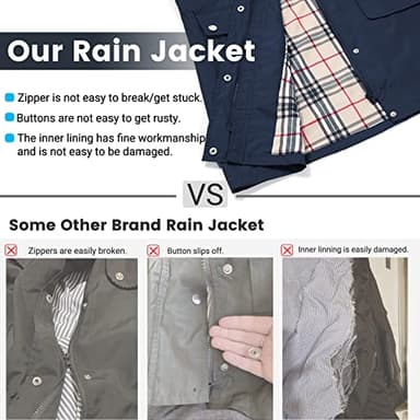 Adiwiid Rain Coat for women waterproof with Hood Lightweight Long Rain Jacket Outdoor Trench Windbreaker (XL, Blue) - Image 6