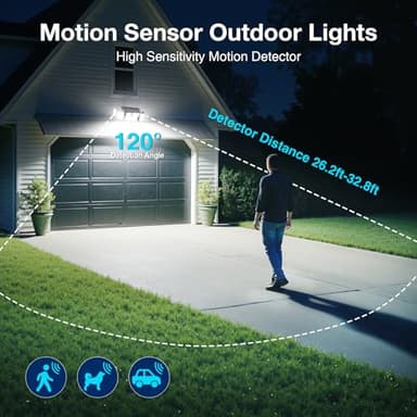 SZPOWER Solar Lights Outdoor, 6000LM Solar Flood Lights Outdoor, 230 LED 5 Heads Motion Sensor Lights Waterproof with Remote Control for Outside Yard House Patio 3 Pack - Image 3