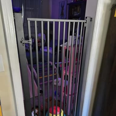 55.1 Inch Tall Baby Gate Auto Close Dog Gate Adjustable 29.92" - 43" Wide Pressure Mounted Walk Through Swing Pet Gate for Doorways (Black, 29.92" - 43") - Image 7