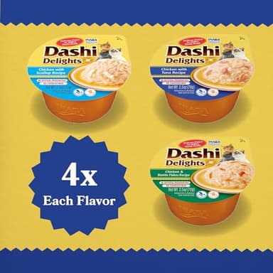 INABA Dashi Delights for Cats, Shredded Chicken with Bonito Flake Broth, 2.5 Ounce Cup, 12 Cups Total, Seafood Variety - Image 3